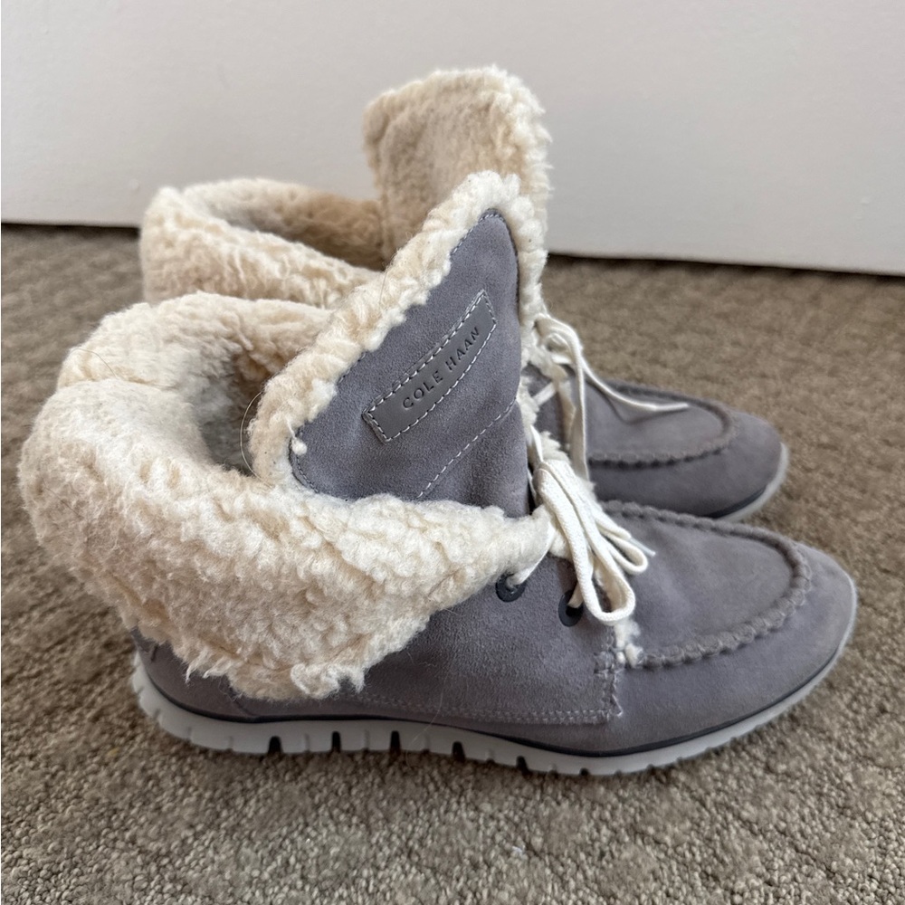 Cole Haan Zerogrand Shearling Suede Laceup Chukka
Boot Ironstone Gray, US 8